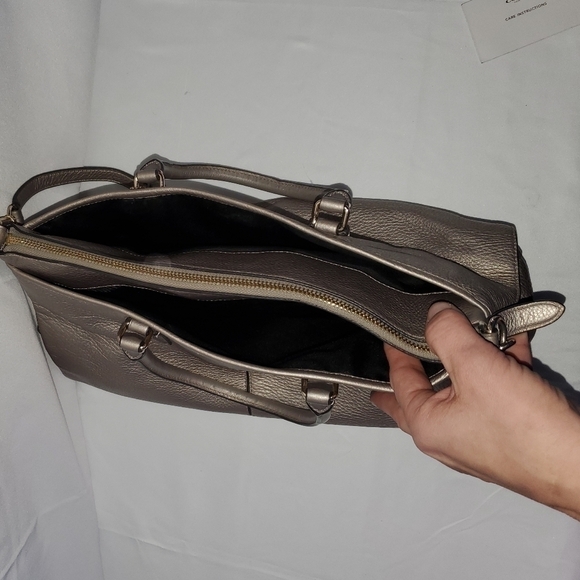 COACH MORGAN SATCHEL IN PEBBLE LEATHER METALLIC SILVER - Picture 6 of 9